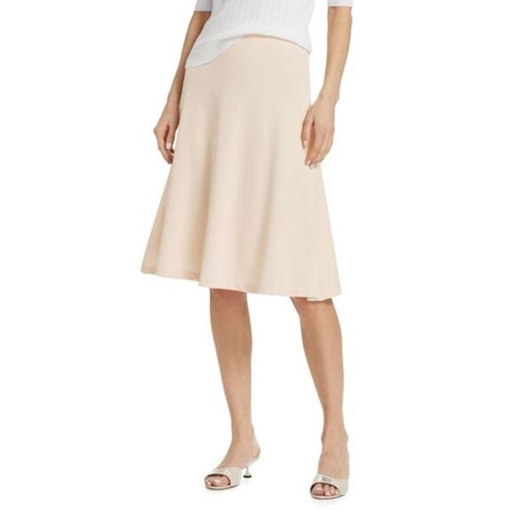 NWT Vince Knee Length Crepe A-Line Skirt in 105 Bone Size Large